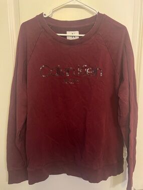 Calvin Klein Maroon Logo Crewneck Sweatshirt